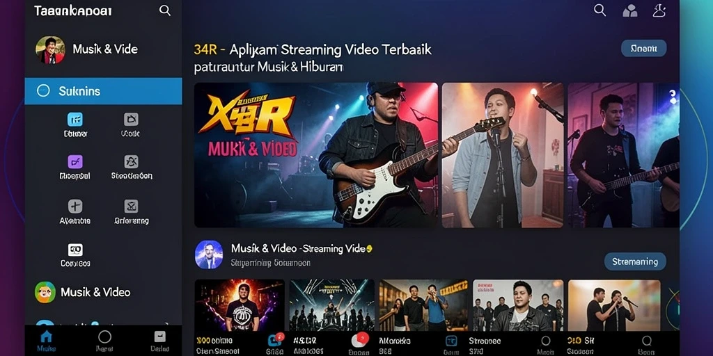Antarmuka aplikasi 34R yang intuitif dan fungsional untuk streaming video.