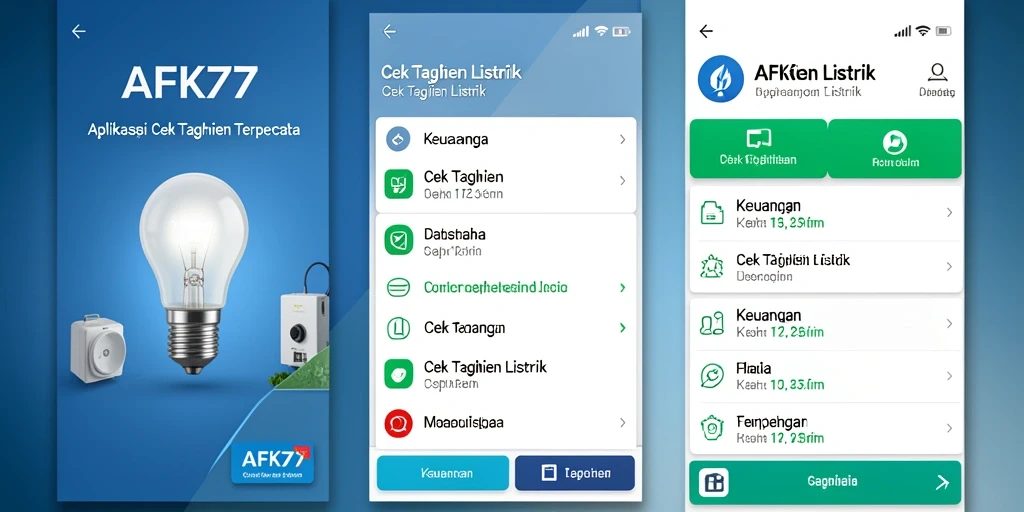 Antarmuka aplikasi AFK77 untuk cek tagihan listrik yang intuitif.