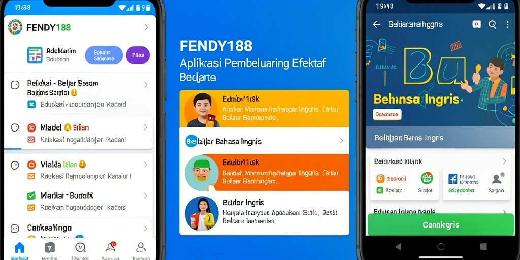 Tampilan antarmuka aplikasi FENDY188 untuk belajar Bahasa Inggris.