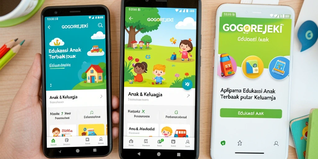 Antarmuka menawan GOGOREJEKI untuk pembelajaran anak.