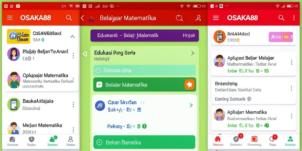 Antarmuka aplikasi OSAKA88 yang menarik untuk belajar matematika.