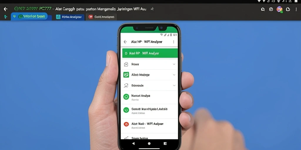 Antarmuka aplikasi PC777 yang menampilkan analisis jaringan WiFi secara real-time.