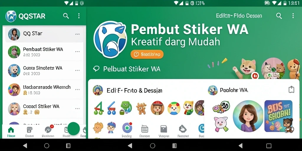 Antarmuka pengguna <strong>QQSTAR</strong> saat membuat stiker WA yang menarik.