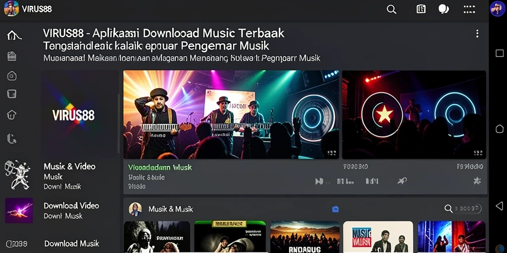 Tampilan antarmuka <strong>VIRUS88</strong> yang sederhana dan intuitif untuk Download Musik.